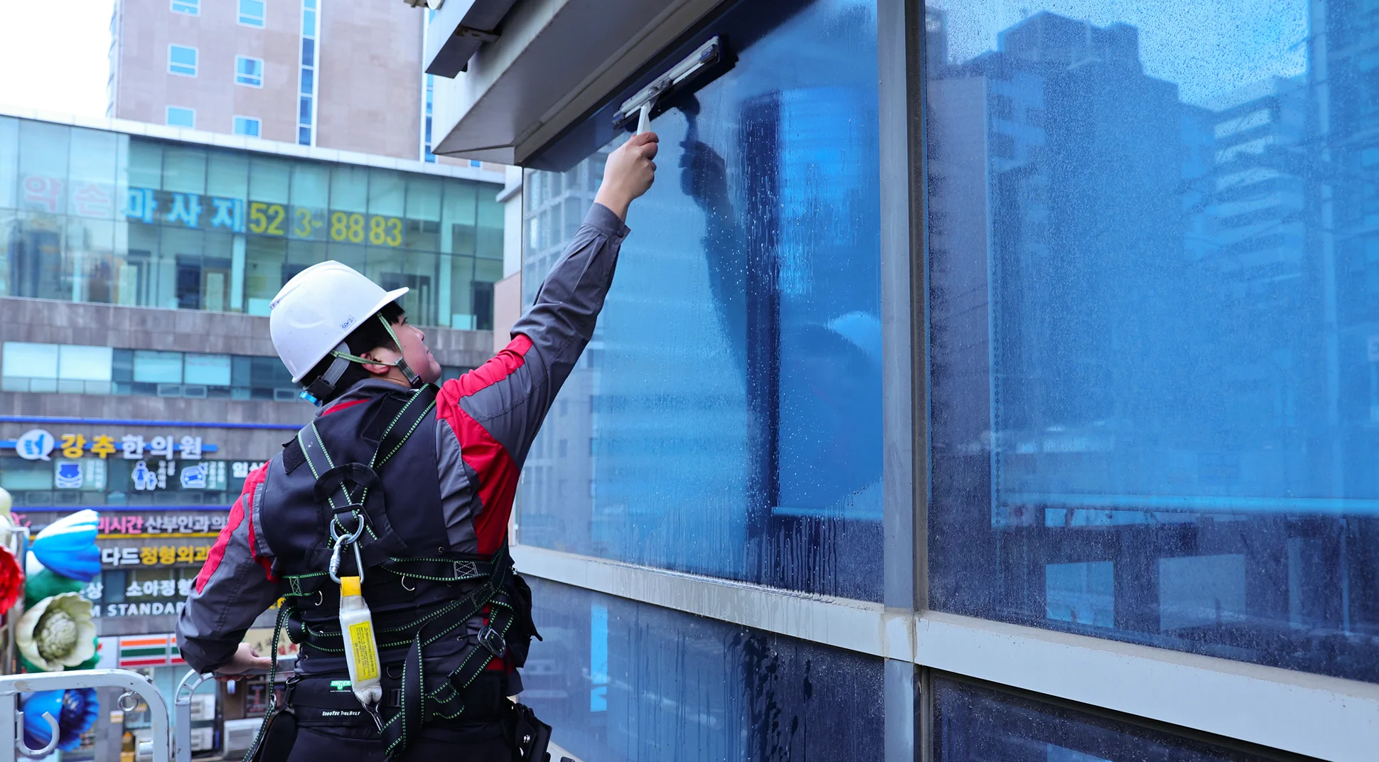 스카이차 사용 청소